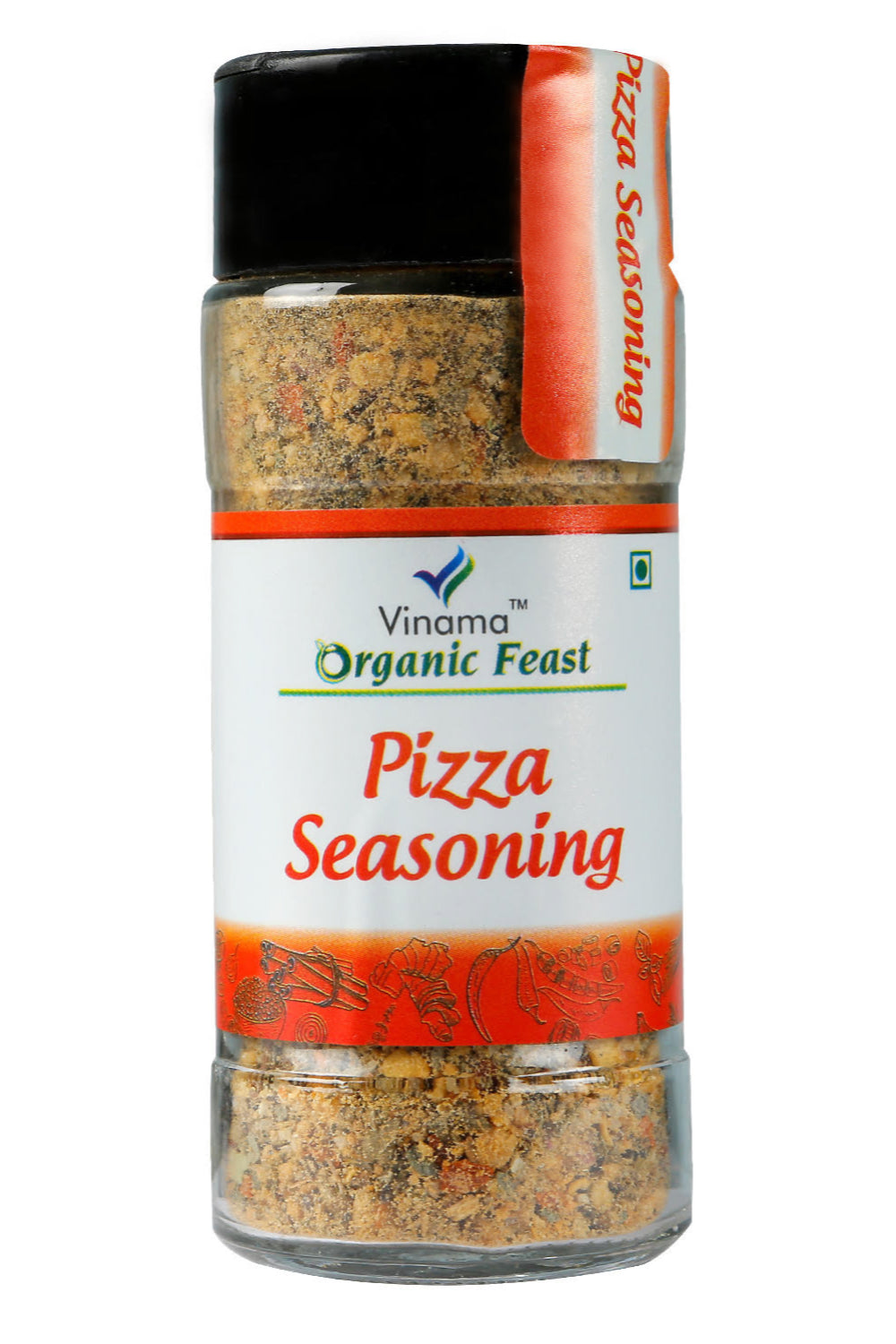 Vinama Organic Feast Pizza Chilli Combo | Pizza Seasoning x 1, 50g | Red Chilli Flakes x 1, 40g | Pack of 2 | Glass Bottle